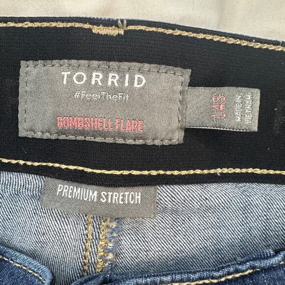 Torrid Bombshell High-Rise Flare Jean 14S - Picture 7 of 14